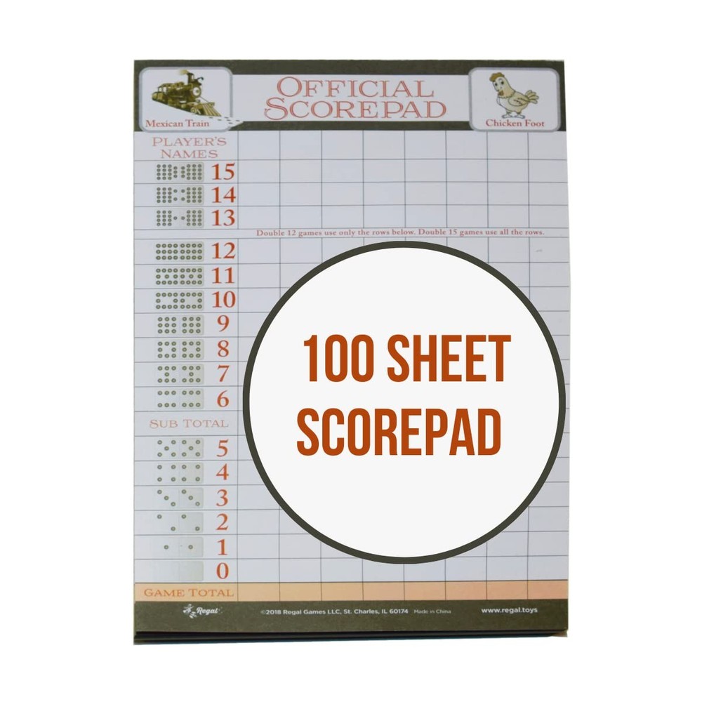 Mexican Train Score Pads Chicken Foot Dominoes Game 100 Sheets 8.25″ x 5.5″
