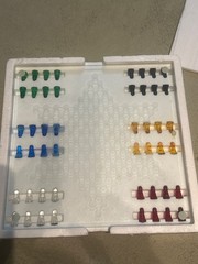 Vtg 2003 Glass Chinese Checkers Multicolored Pcs Cardinal Industries 14″ OPEN