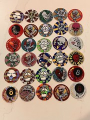1990s Lot of 30 POISON Skull Bones Pogs Slammer Holographic Milk Caps Lot Mint!