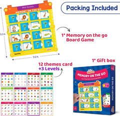 Memory Game for Kids Ages 3+ Years | Fun Matching Game – 12 Theme Cards & 3 Leve