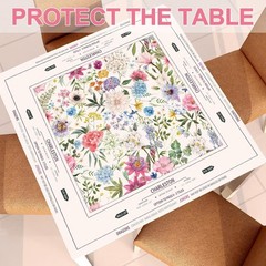 Chinoiserie Mahjong Mat 31.5″ x 31.5″ Colorful Floral Mat Anti Slip and Noise