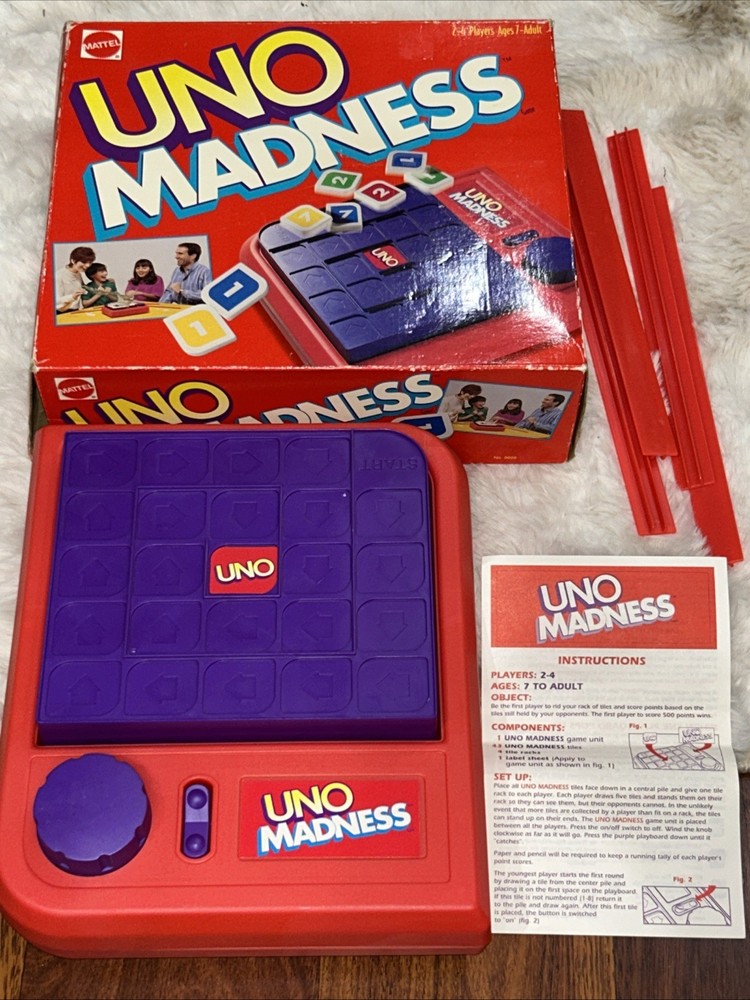 Mattel UNO Madness Board Game Strategy Theme Easy Instructions Ages 7+ 2-4