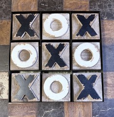 Wood And Metal Tic Tac Toe Game Rustic Farmhouse Coastal Decor