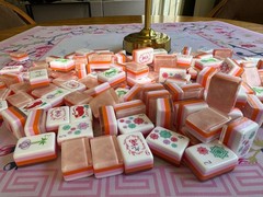 american mahjong tile set new pink pearlescent