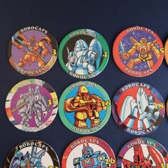 Vtg 90s Robocaps Pogs Milk Caps Lot- Go Bots Transformers Zbots Japan Robots