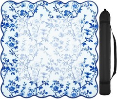 FYSUIMUC Pink Bird Floral Mahjong Mat W/ Carrying Bag 31.5″ x 31.5″ Table Mat