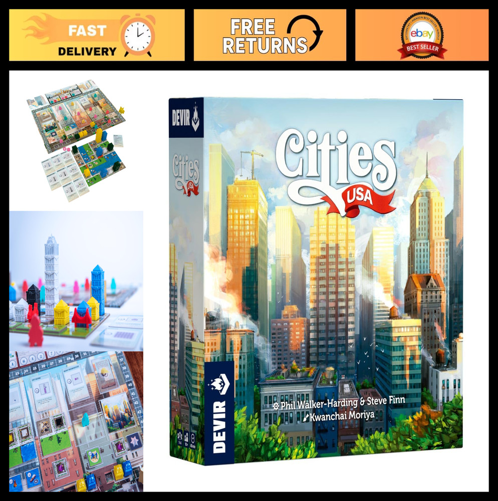 Modern City Building Board Game – Strategy Game for 2-4 Players, Ages 10+, 35 Mi