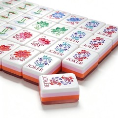 American Mahjong Game Set, 160 Pearl Pink and Orange 4 Layered Mahjong Tiles
