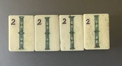 lot 4 Quality Vtg 1920s Mahjong Bone/Bamboo Replacement Tiles 2 BAM thick bone