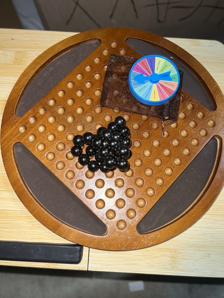 Handmade Black Walnut wood Solitaire Game Board with marbles/ Collectibles