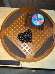 Handmade Black Walnut wood Solitaire Game Board with marbles/ Collectibles