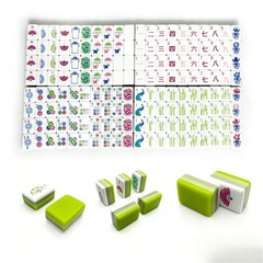 160 American Mahjong Tiles – 4-Layer Acrylic Engraved, Apple Green Theme Set