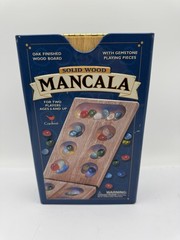 Cardinal Solid Wood Folding 2001 Mancala Game w/Metal Tin&Gems Nice Condition