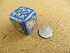 Jena’s Handmade Backgammon Doubling Cube Blue Gold Gray One of A Kind #268
