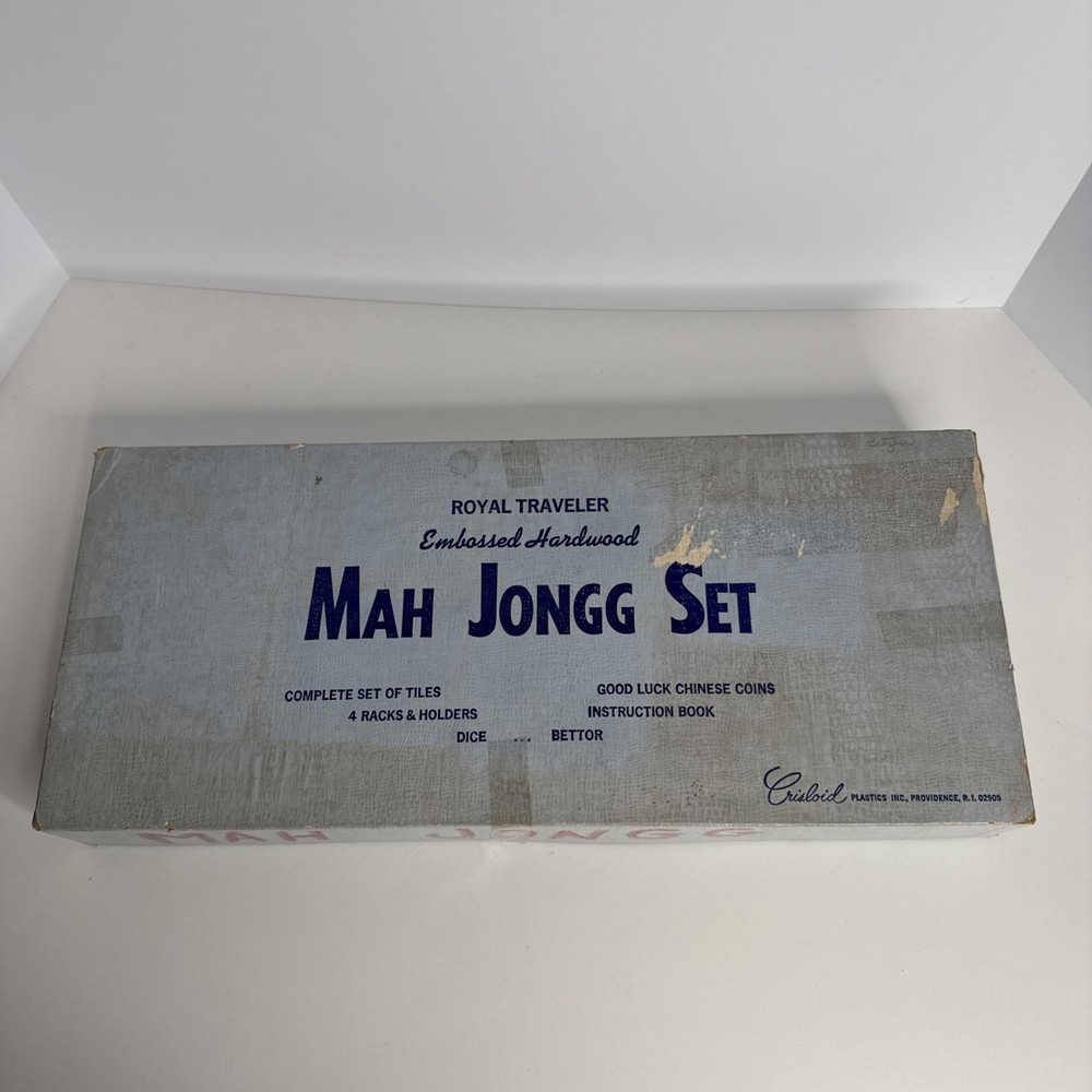 VINTAGE CRISLOID MAH JONGG SET#470 ROYAL TRAVELER WEST GERMANY EMBOSSED TILES