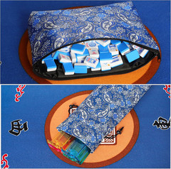 American Mahjong Game Set, 166 Blue Tiles , 4 All-In-One Color Rack/Pushers