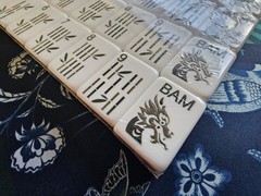 Lyla Inspired Navy Backed 4 Layer Engraved American Mahjong Set, 160 Tiles