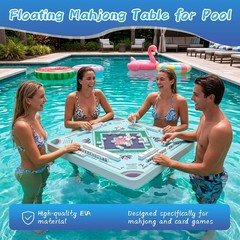 Floating Mahjong Table for Pool 31.5-in Water Game Tray for Card and Tile Games