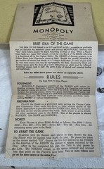 Vintage 1954 Monopoly Game Yellow Box Wooden Tokens Incomplete. See Description.