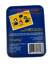 2019 LCR Left Center Right Dice Game Blue Storage Tin Chips Game Rules 29 Pieces