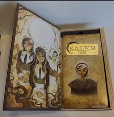Facade Games Salem 1692 Historical Deduction Card Game Faux Book Box