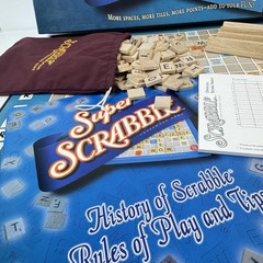 Super Scrabble Board Game by Hasbro – 2004 – 100% Complete with All 200 Tiles!