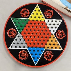 OHIO ART 2 IN 1 CHINESE GLASS MARBLES CHECKERS TIN STORAGE BOARD GAME NO 537