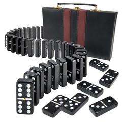 Playbees Jumbo Double Six Dominoes Set – 28 Black 9 x 5.5 x 1 inches,