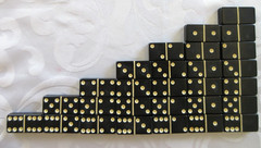 Vtg Puremco Super Thick 1/2” Marblelike Black Professional Dominoes USA #816