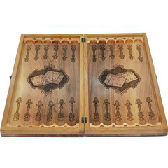 Handmade Wooden Backgammon Set “Cobra” 21.6 in – Carved Walnut Board Game Gift