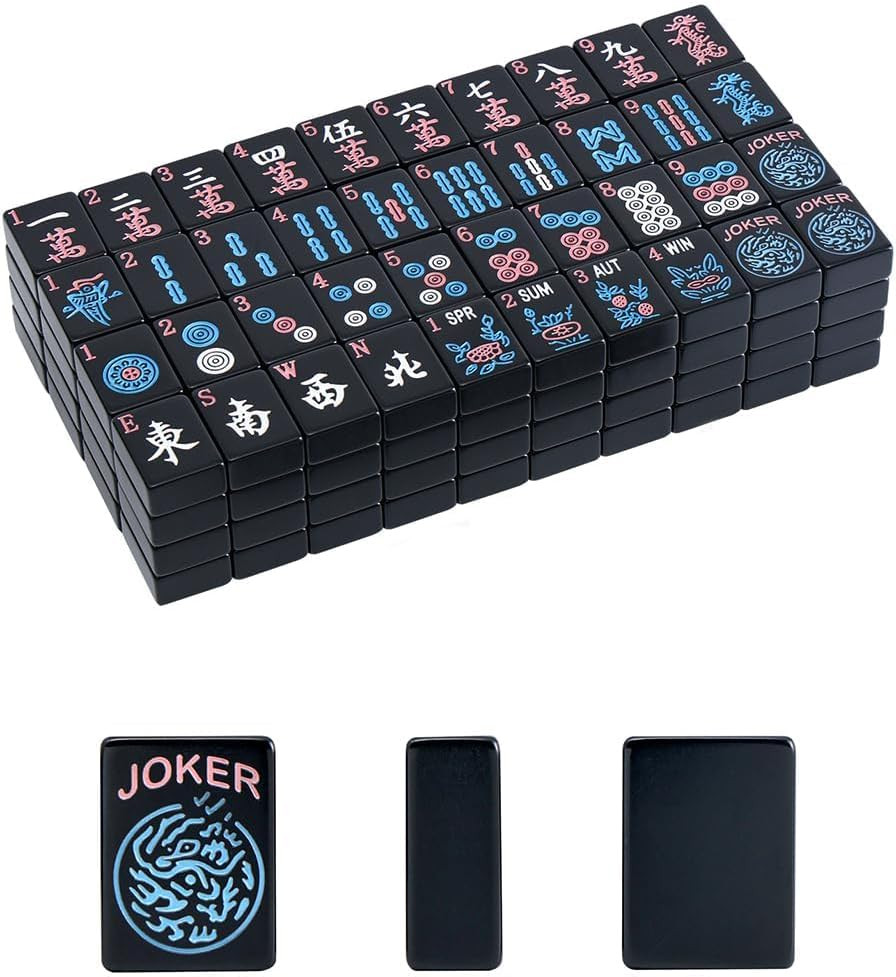 American Mahjong Tiles (1.2”,Tiles Only), 166 Mahjong Tile Set with Black Color