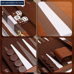 Backgammon Board Game, Deluxe 10 inches x 15 x 0.1 inches, Brown