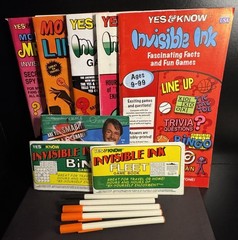 8 Yes & Know INVISIBLE INK Game Puzzle Quiz Books Lot Lee Pub 5 PENS Vtg READ