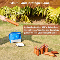 Wooden Throwing Game, 12 Numbered Block Toss Games Set with Scoreboard & Carryin