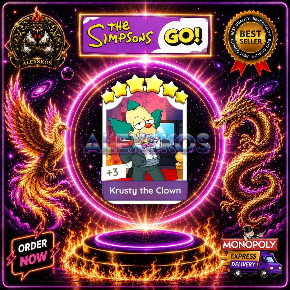 Kristy the Clown ⭐Monopoly Go Sticker MOGO The Simpsons ! Stickers🌟FastDelivery