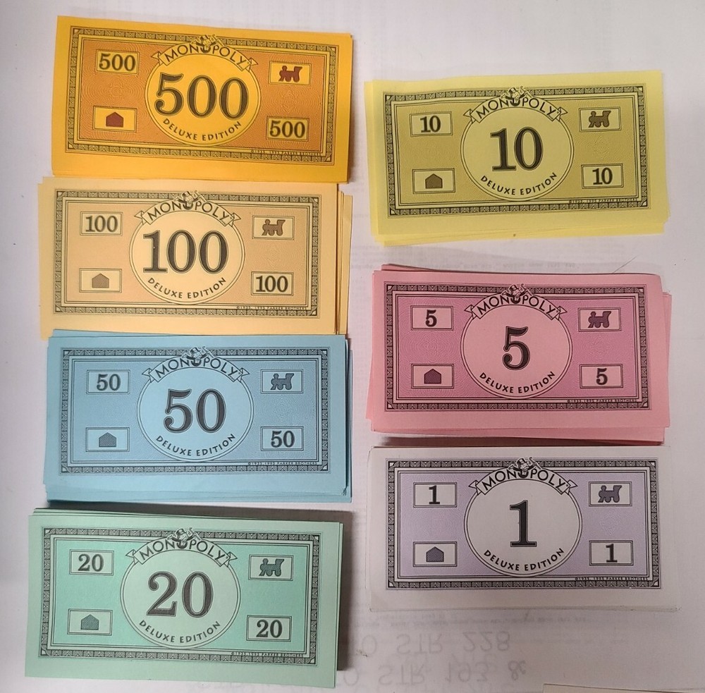 Monopoly Deluxe Edition Replacement Parts Play Money Cash Complete