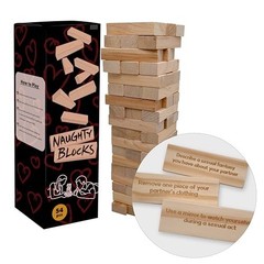 Flirty Adult Couple’s Game – 54 Intimate Challenges, Wooden Stacking Tower for D