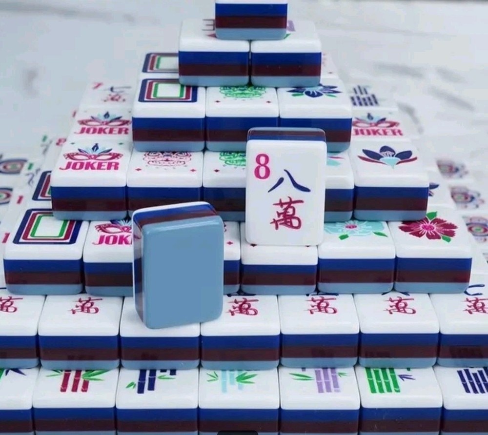Luxury American Mahjong Set 160 Engraved Acrylic Tiles Gray&Blue. Fast Shipping