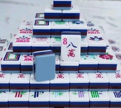 Luxury American Mahjong Set 160 Engraved Acrylic Tiles Gray&Blue. Fast Shipping