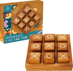 Rustic 5.5-Inch Wooden Tic Tac Toe – Family Game & Home Decor Centerpiece