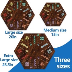 NEW 20in Wood Wahoo Marble Board Game 2 Sided 4-6 Player Rustic Brown 6Dice