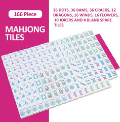 4 Layer Engraved American Mahjong Tile Set, 166 Acrylic Mahjong Tiles with Bags,
