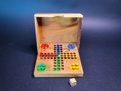 Wooden Ludo Pachisi Strategy Fun Traditional Travel Board Game 14x14cm 6х6″