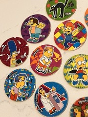 Rare Lot Of 12 Sabritos Mexico THE SIMPSONS Tazos Taso Pogs BART Marge Apu Lisa