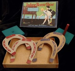 Wilder Indoor Horseshoe Game with Box 1940s Very Nice Graphics Missing Piece