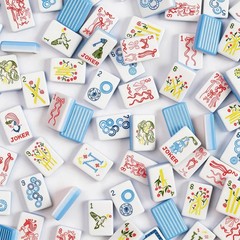Blue Stripe 4-Layer Acrylic Mahjong Tiles American Set 160 Pcs – US Fast Ship!