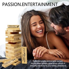 Pakoc Naughty Block for Couples – 48pcs Wooden Stacking Game for Fun Date Nights