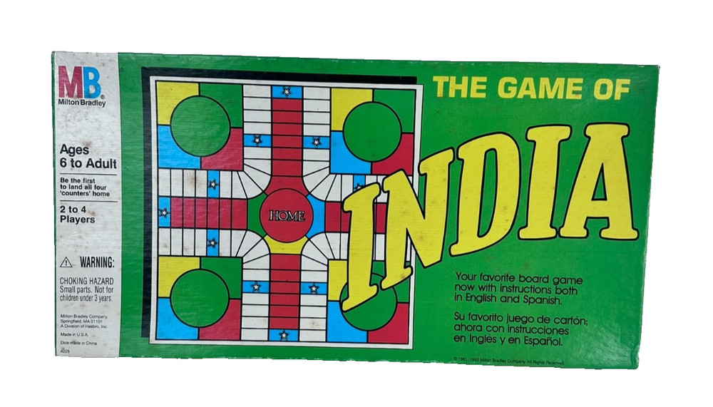 Milton Bradley The Game of India Board Game 4225 Bilingual Vintage Used