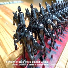 Elegant Pine Wood Horse Racing Game, Metal Miniatures, Family Board Game