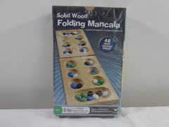 Cardinal Solid Wood Folding Mancala Game Board 48 Multi Color Stones NOS Age 6+